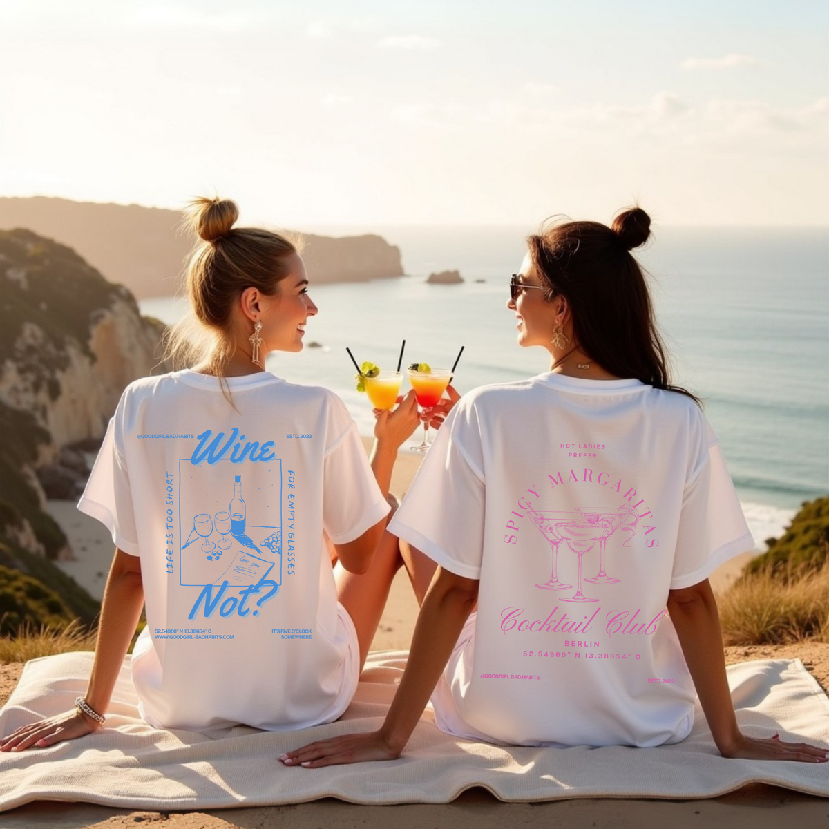 T-shirt Oversize Blanc "Hot Ladies Prefer Spicy Margaritas" — GOOD GIRL BAD HABITS