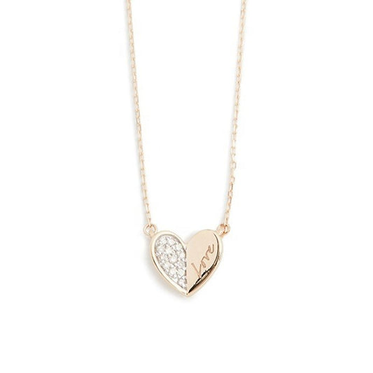 Collier Amour Cœur Gravé Zircone — Argent 925 Or 18K