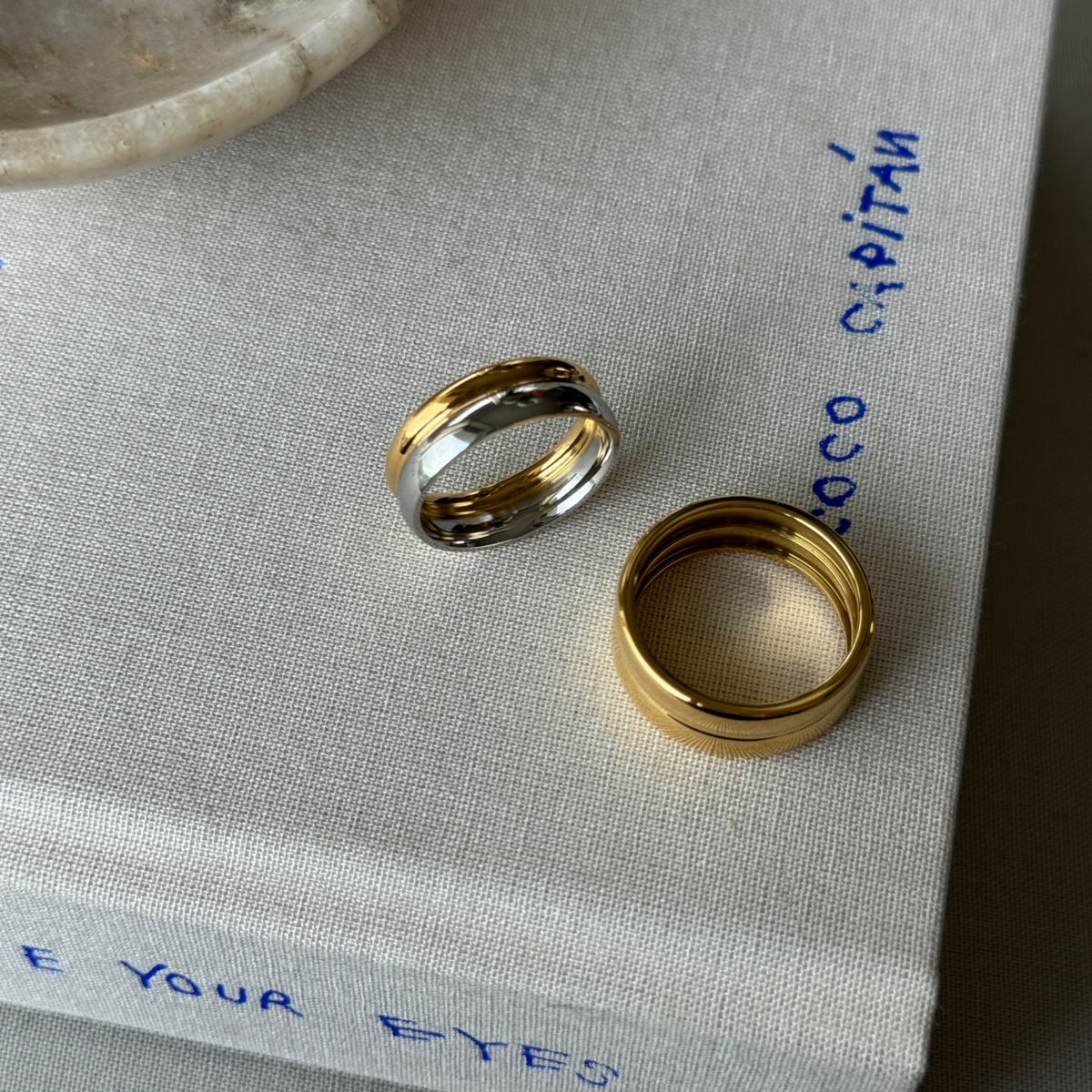 Bague Pise Large Dorée — Acier Inoxydable Plaqué Or 18K