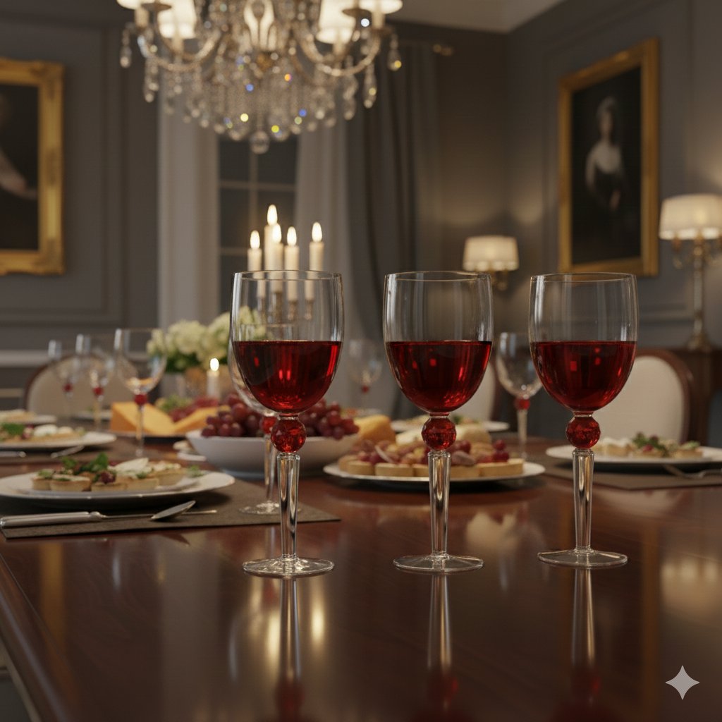 Verres à Vin Pied Diamant Rouge | Lot de 4 | AULICA