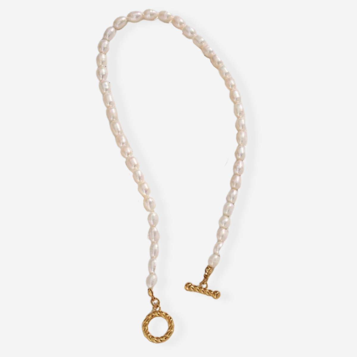 Collier Honolulu Perles Toggle Fermoir — Acier Or 18K