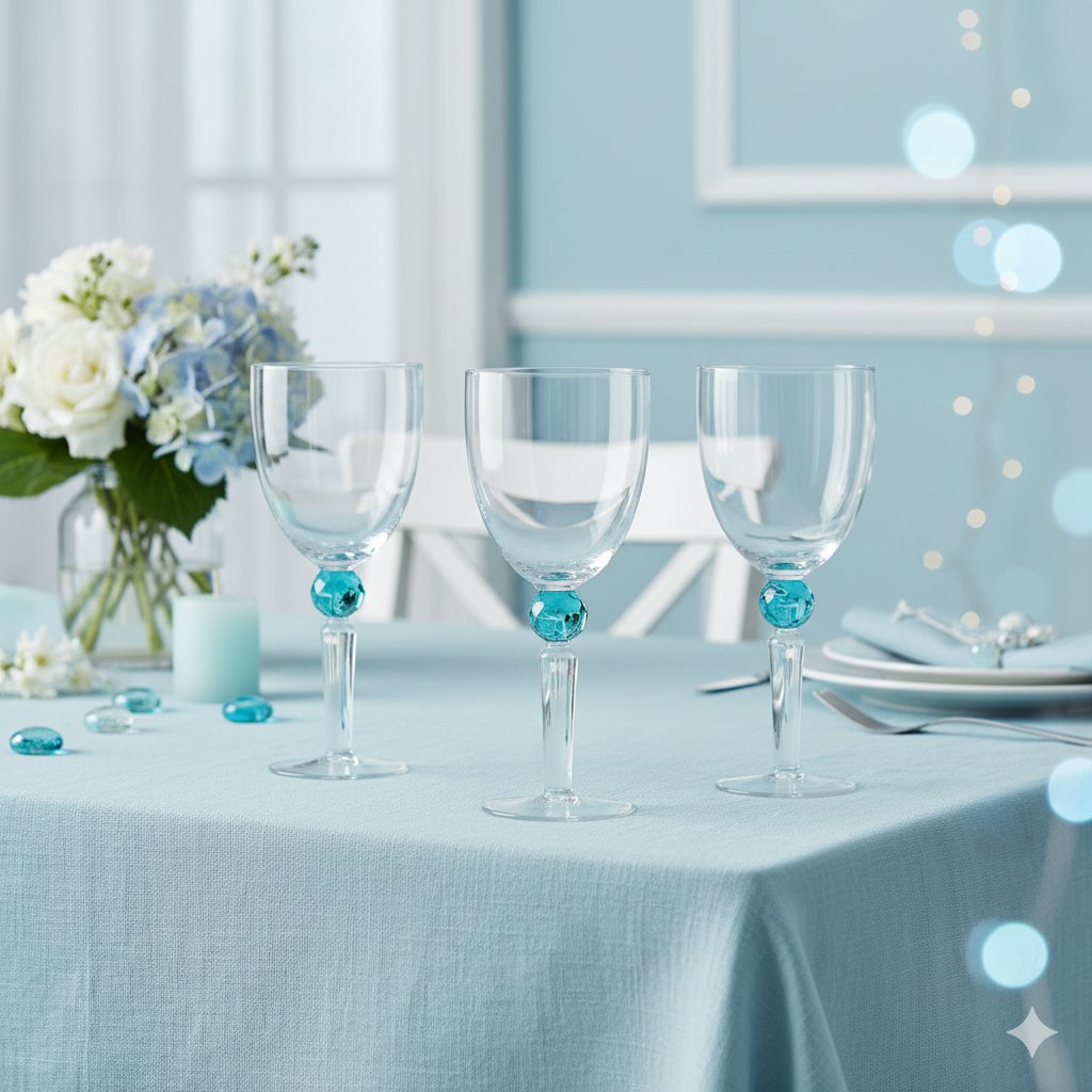 Verres à Vin Pied Diamant Vert | Lot de 4 | AULICA