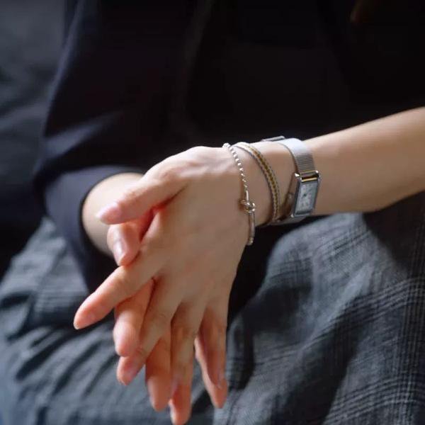 Bracelet Nœud Chaîne Billes — Argent 925