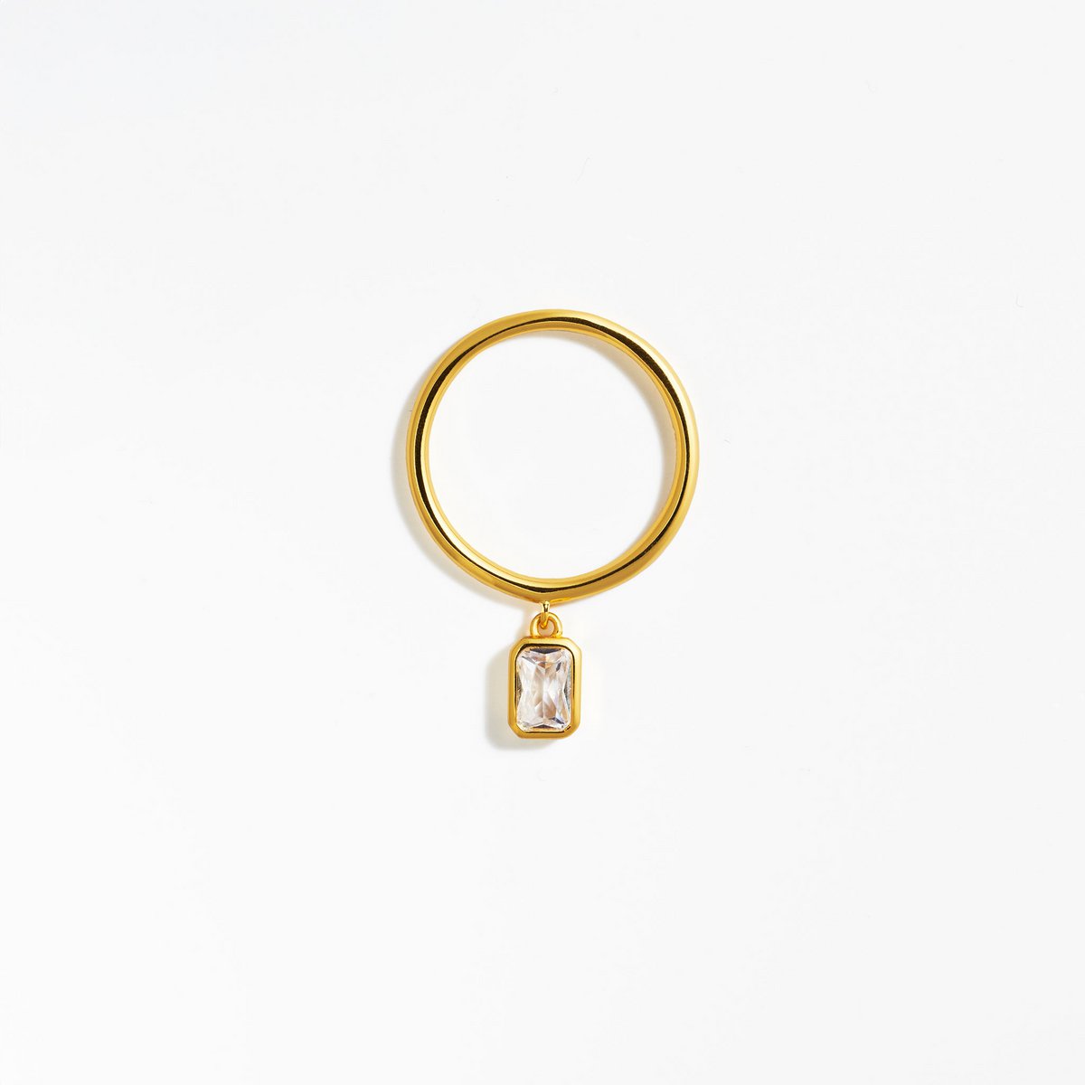 Bague Heaven Zircone Baguette Pendante — Argent 925 Or 18K