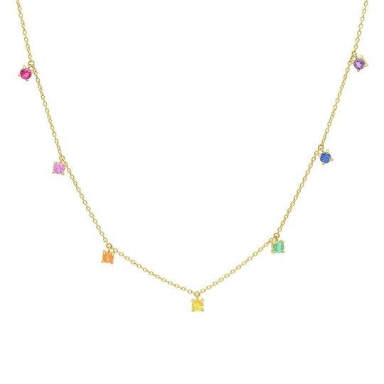 Collier Yasha Multicolore 7 Zircones Griffe — Argent 925