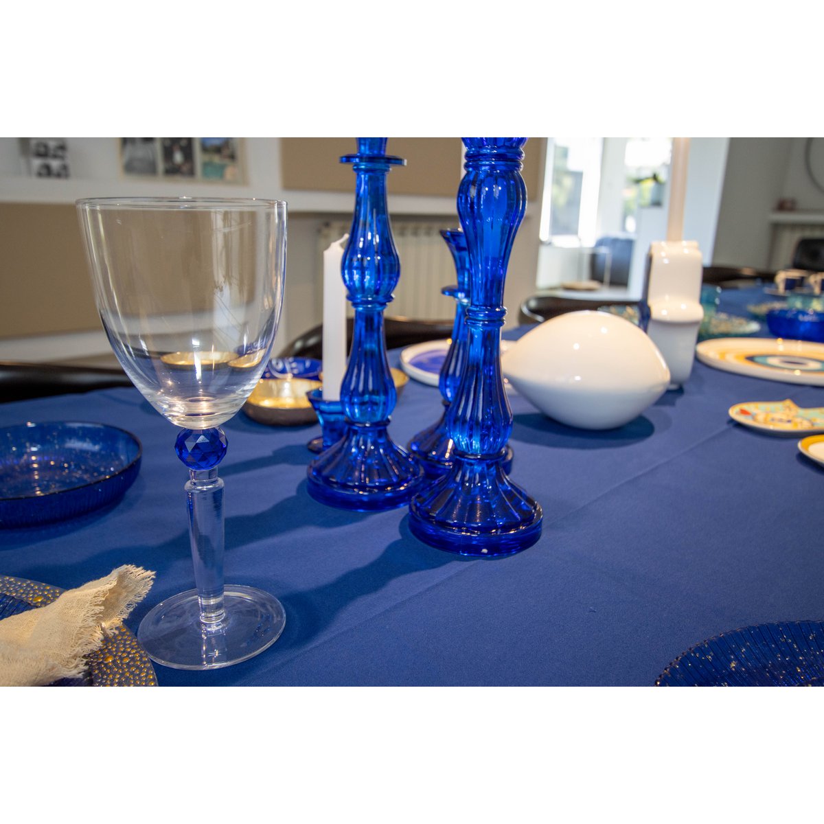 Verres à Vin Pied Diamant Bleu | Lot de 4 | AULICA