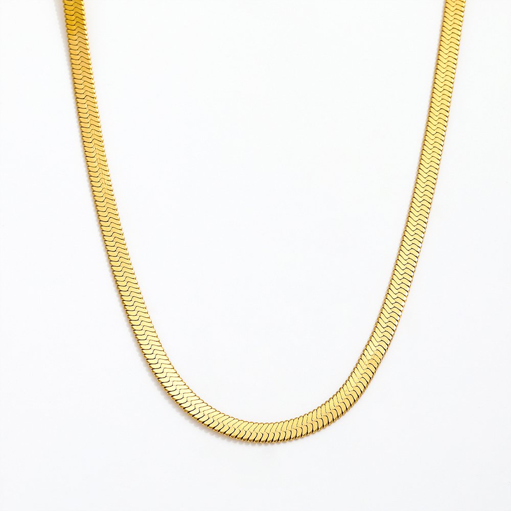 Collier Plat Serpent PVD — Acier Inoxydable Plaqué Or 18K