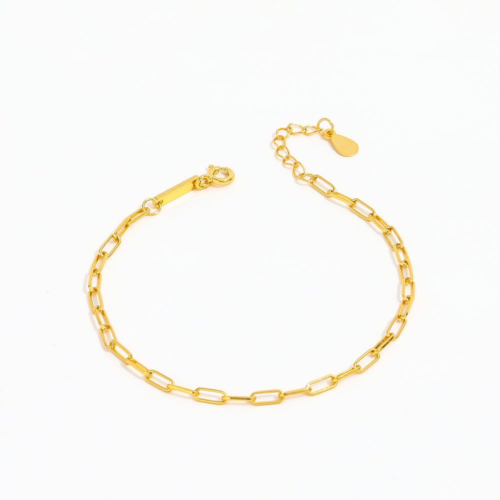 Bracelet Paperclip Chaîne Fine — Argent 925 Recyclé Or 18K