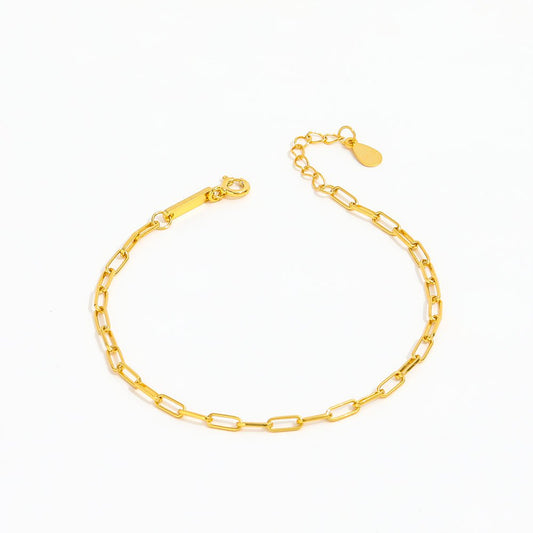 Bracelet Paperclip Chaîne Fine — Argent 925 Recyclé Or 18K