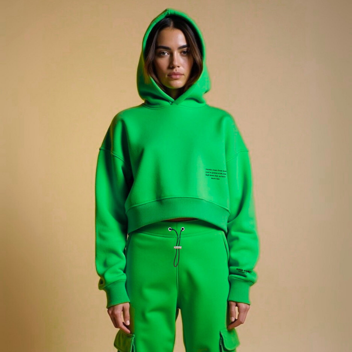 Hoodie Cropped Vert "Twenty Years From Now" — GOOD GIRL BAD HABITS