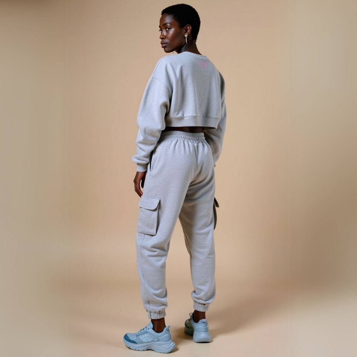 Sweat Col Rond Cropped Gris Chiné "Good Enough" — GOOD GIRL BAD HABITS