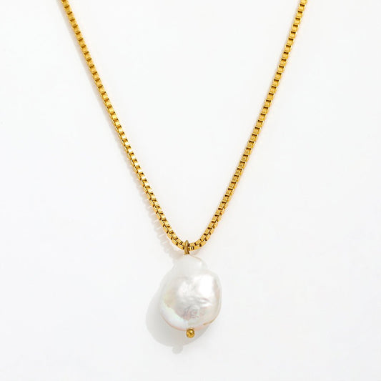 Collier Mya Perle Baroque Vénitien — Acier Or 18K