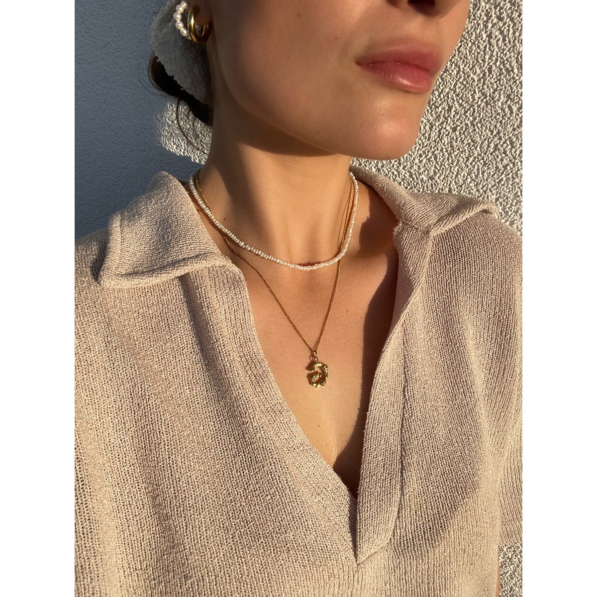 Collier Choker Coco Perles d'Eau Douce — Acier Or 18K