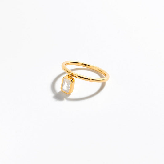 Bague Heaven Zircone Baguette Pendante — Argent 925 Or 18K