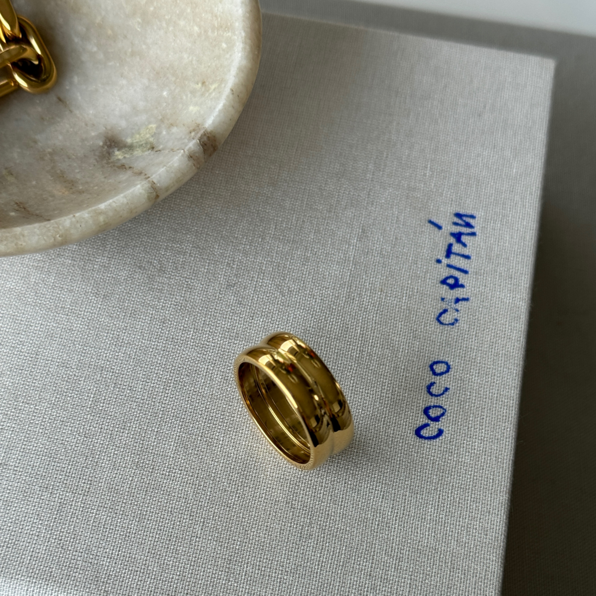 Bague Pise Large Dorée — Acier Inoxydable Plaqué Or 18K