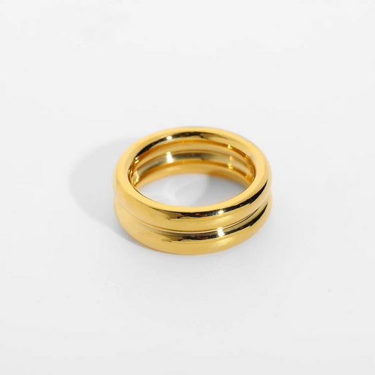 Bague Pise Large Dorée — Acier Inoxydable Plaqué Or 18K