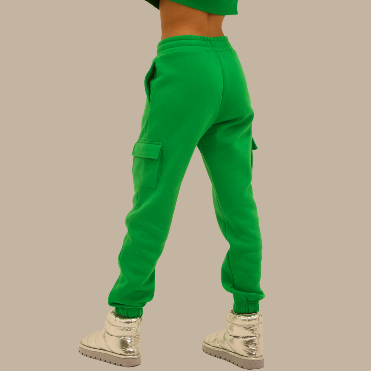 Jogging Cargo Vert "Mental Health" Coton Bio — GOOD GIRL BAD HABITS