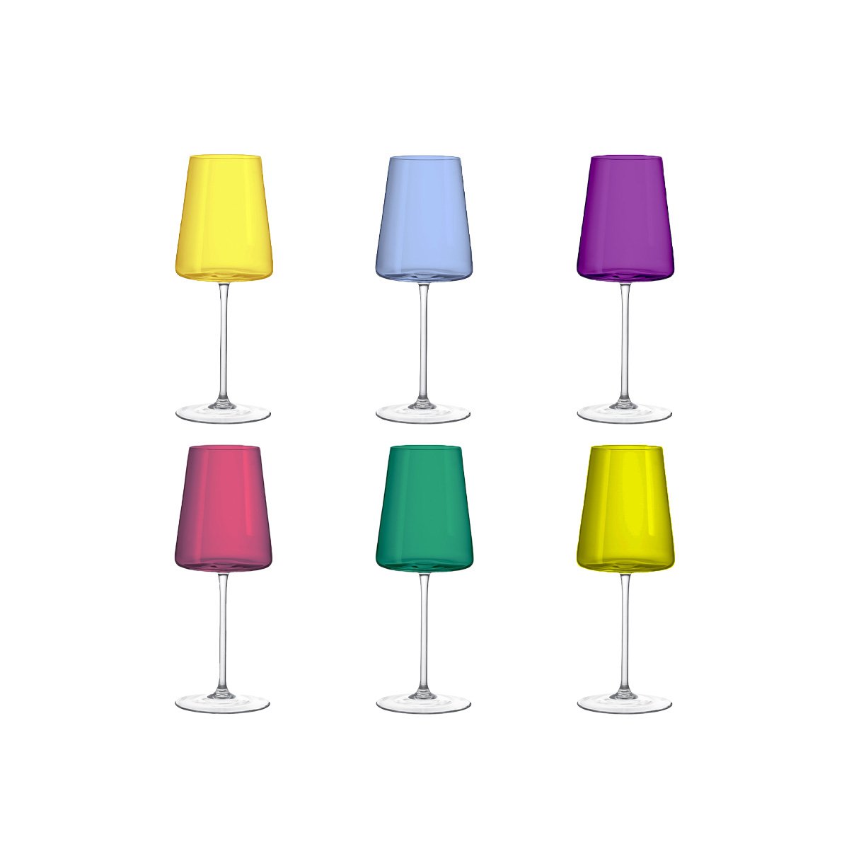 Verres à Vin 400 ml Arc-en-Ciel | Lot de 6 Couleurs | AULICA