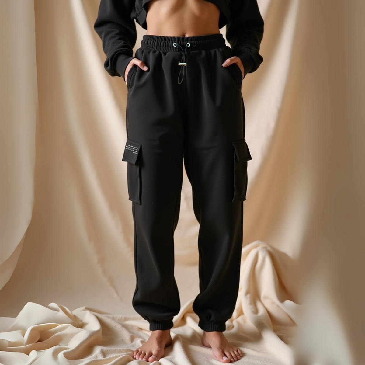 Jogging Cargo Vert "Mental Health" Coton Bio — GOOD GIRL BAD HABITS