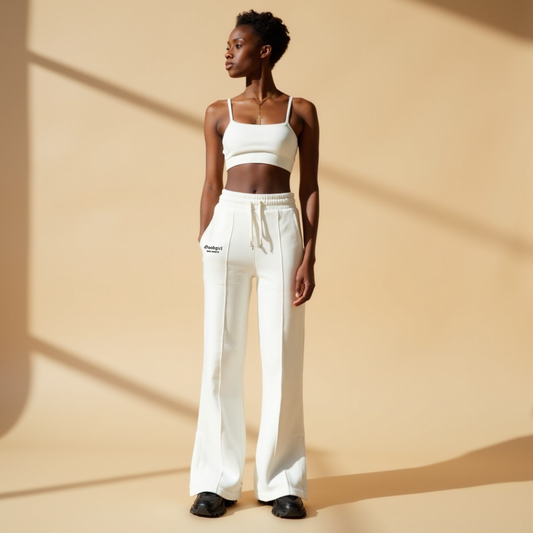 Pantalon Jogging Taille Haute Blanc Bio coton bio éthique - H&S SELECT