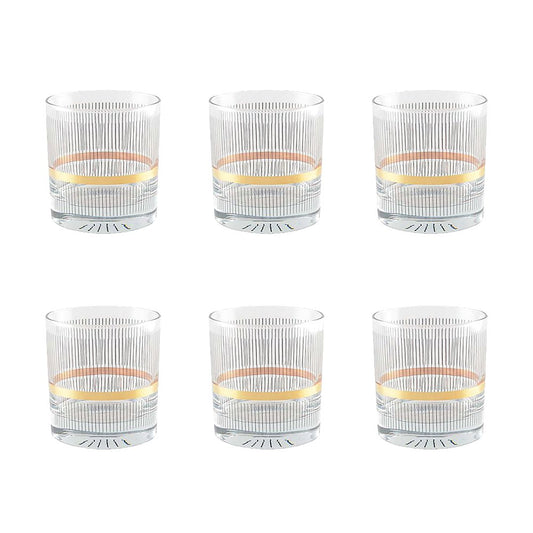 Verres à Whisky Fil Noir & Doré | Lot de 6 | AULICA
