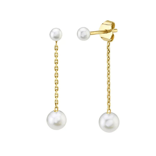 Boucles d'Oreilles Chryseis Double Perle — Argent 925 Or 18K – vue principale | GLAM & GLORY – H&S SELECT