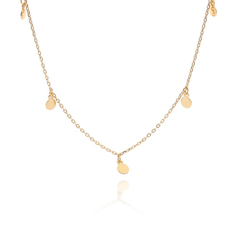 Collier Long Tiny Coin Médaillons — Argent 925 Or 18K