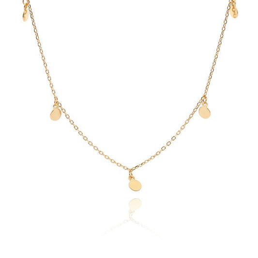 Collier Long Tiny Coin Médaillons — Argent 925 Or 18K