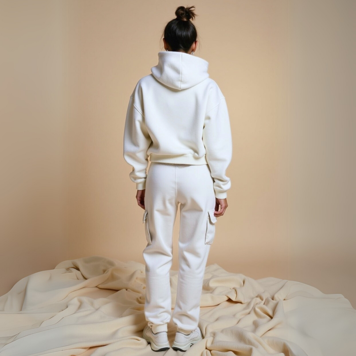 Jogging Cargo Blanc "Mental Health" Coton Bio — GOOD GIRL BAD HABITS