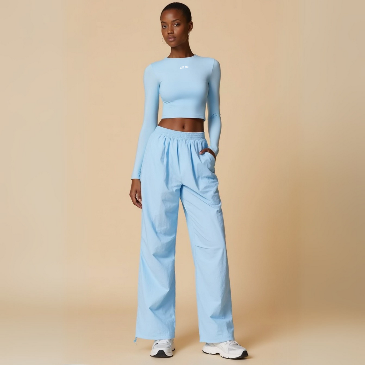 Pantalon Coupe-Vent Bleu "Bad Girls Go To Paris" — GOOD GIRL BAD HABITS