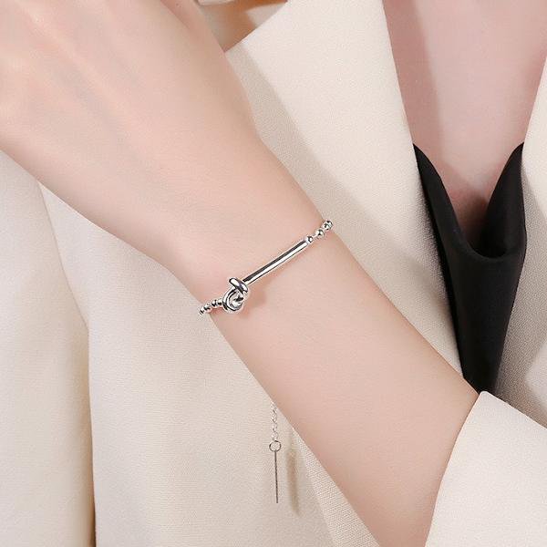 Bracelet Nœud Chaîne Billes — Argent 925