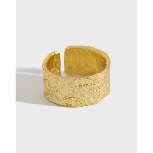 Bague Lana Large Martelée — Argent 925 Plaqué Or 18K