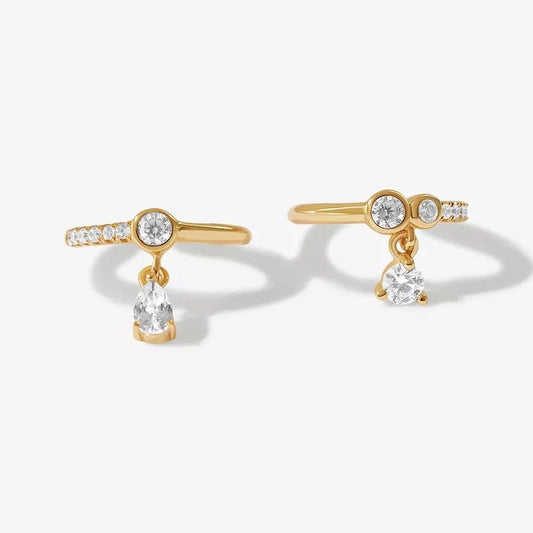 Set 2 Ear Cuffs Ferrol Zircone — Argent 925 Plaqué Or 18K