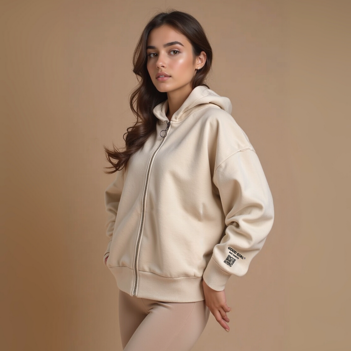 Hoodie Zippé Oversize Vert Menthe Coton Bio — GOOD GIRL BAD HABITS