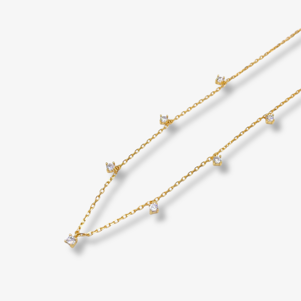 Collier Yasha 7 Pierres Zircone Griffe — Argent 925 Or 18K