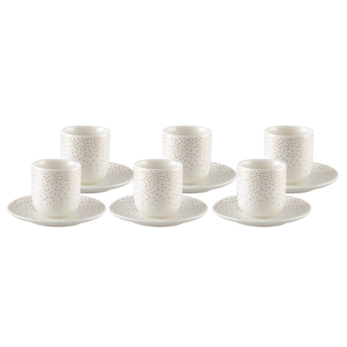 Tasses à Café Expresso Plumetis Doré 90 ml | Lot de 6 | AULICA