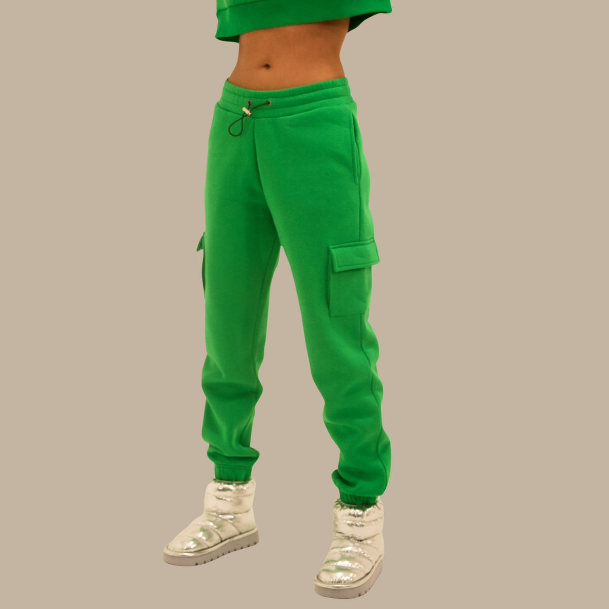 Jogging Cargo Gris Chiné "Mental Health" Coton Bio — GOOD GIRL BAD HABITS