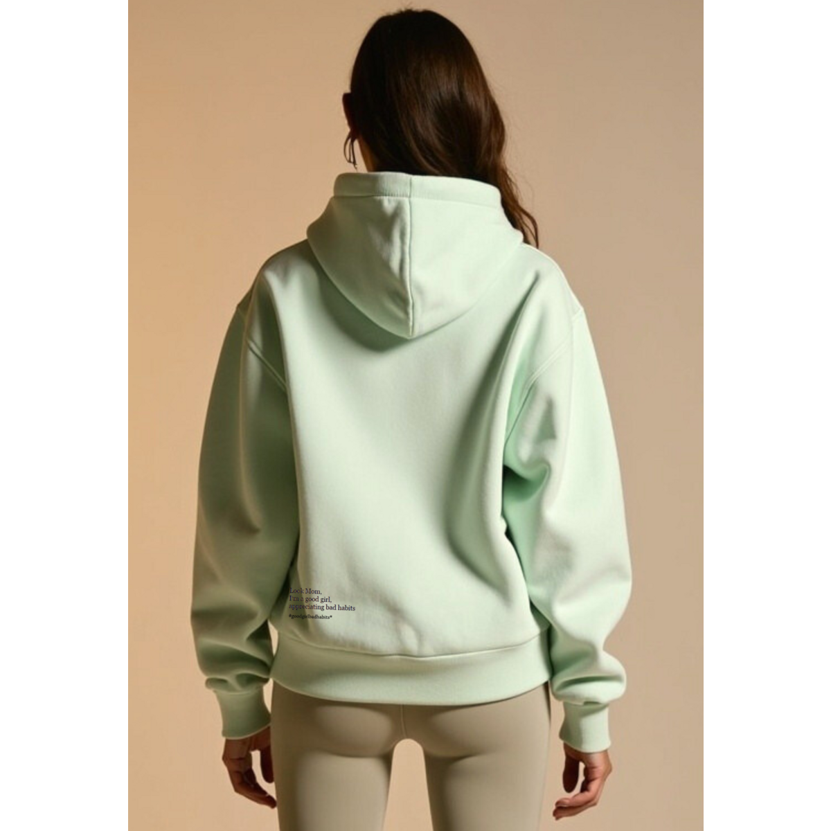 Hoodie Zippé Oversize Vert Menthe Coton Bio — GOOD GIRL BAD HABITS