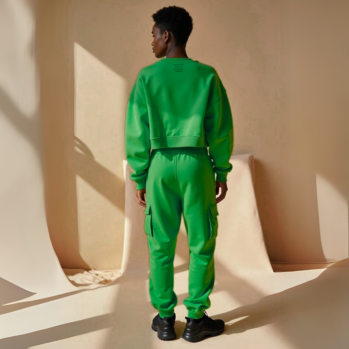 Jogging Cargo Blanc "Mental Health" Coton Bio — GOOD GIRL BAD HABITS