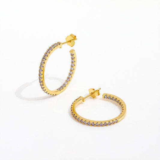 Créoles Lilly Zircone Classiques — Argent 925 Plaqué Or 18K