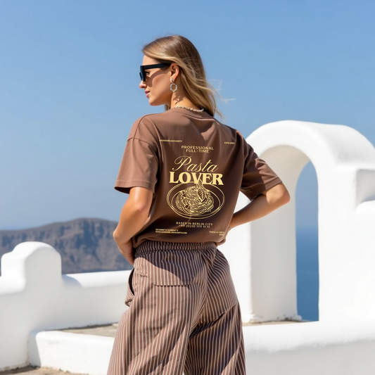 T-shirt Oversize Brun "Pasta Lover" — GOOD GIRL BAD HABITS
