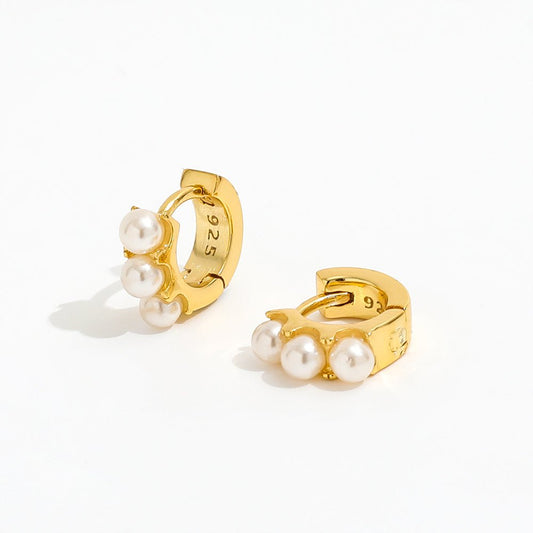 Créoles Huggie Polly Pearl — Argent 925 Plaqué Or 18K