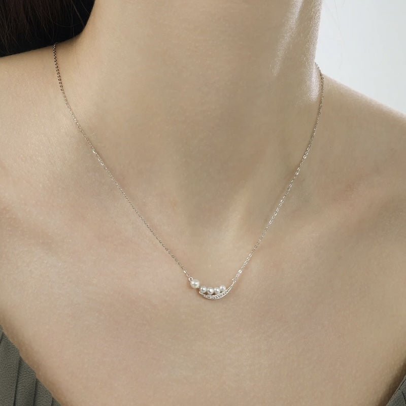Collier Elegant Smile Perles Swarovski — Argent 925 Plaqué Or 18K