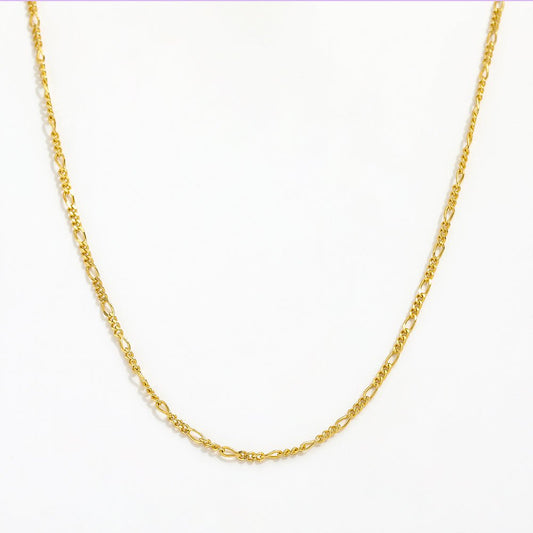 Collier Long Figaro Rétro Chic — Argent 925 Plaqué Or 18K
