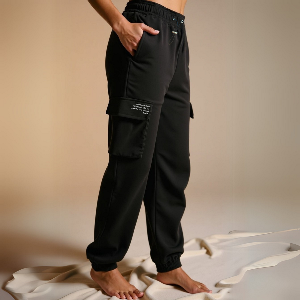 Jogging Cargo Vert "Mental Health" Coton Bio — GOOD GIRL BAD HABITS