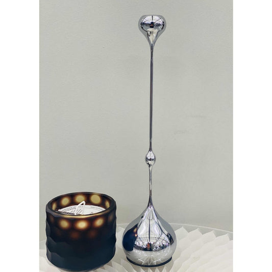 Bougeoir Tender en Nickel Poli – Taille M H32cm – vue principale | QMF Trading – H&S SELECT