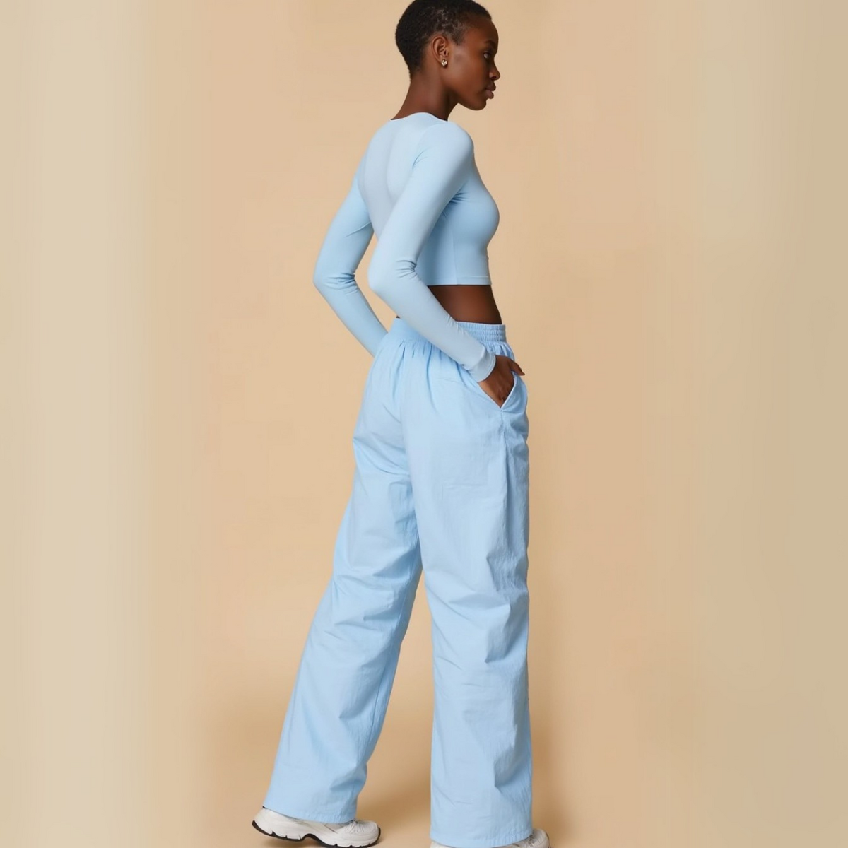 Pantalon Coupe-Vent Bleu "Bad Girls Go To Paris" — GOOD GIRL BAD HABITS