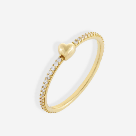 Bague Muriel Cœur Zircone — Argent 925 Plaqué Or 18K