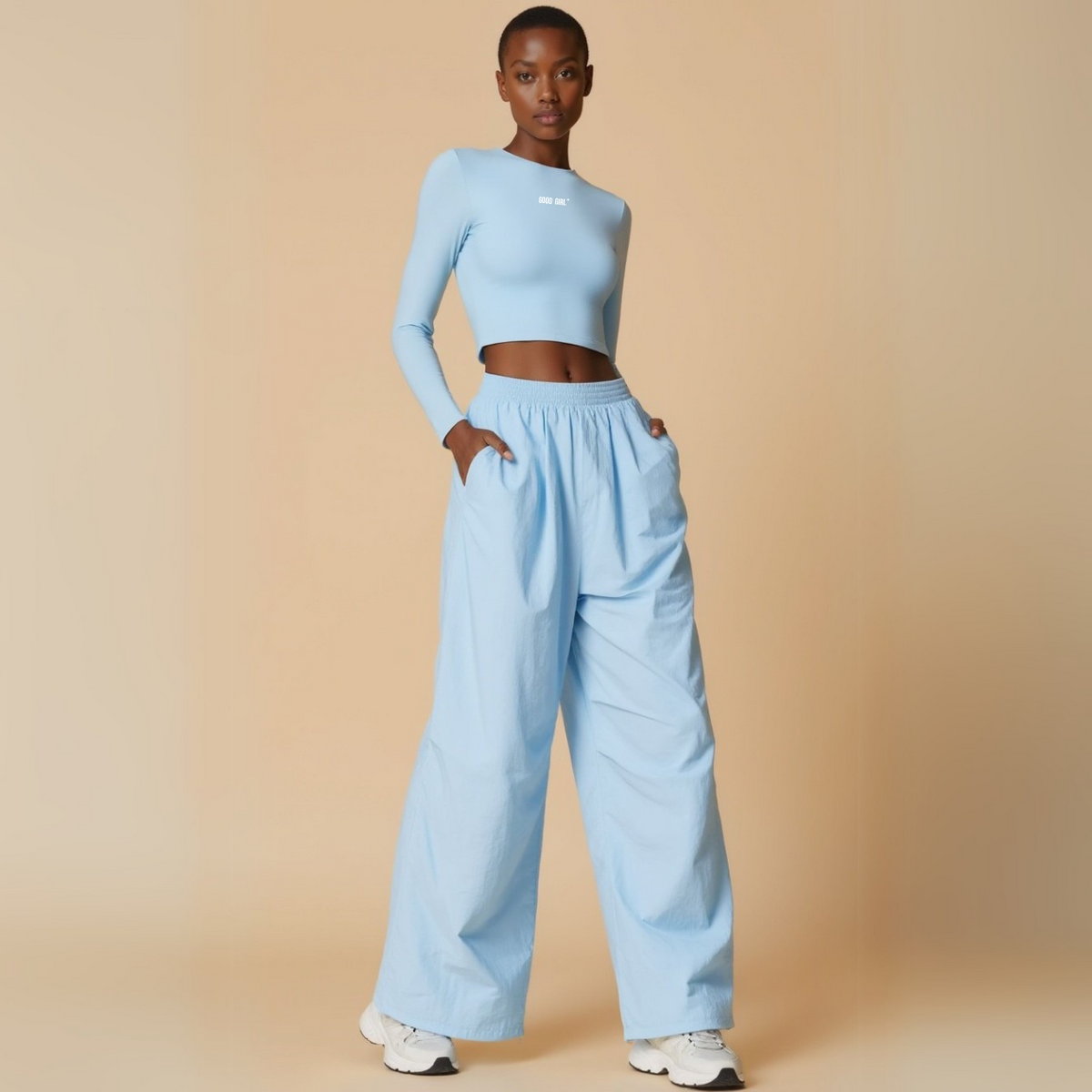 Pantalon Coupe-Vent Bleu "Bad Girls Go To Paris" — GOOD GIRL BAD HABITS