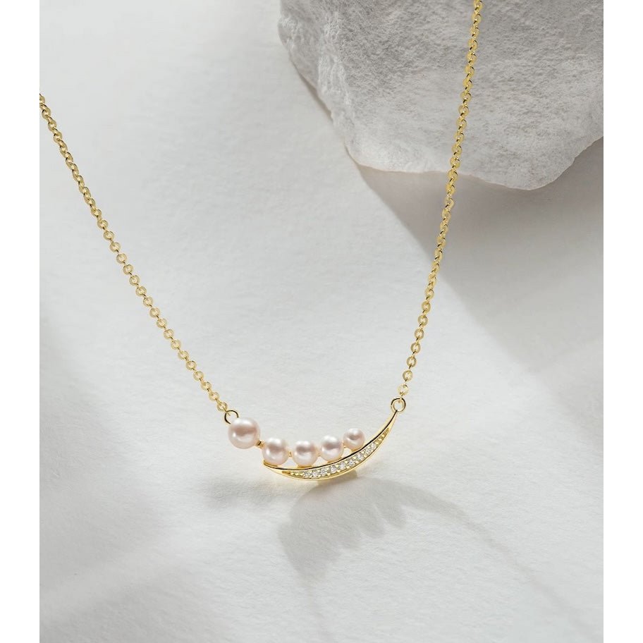 Collier Elegant Smile Perles Swarovski — Argent 925 Plaqué Or 18K